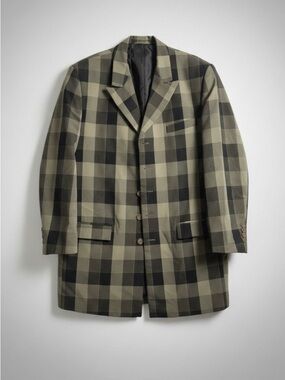 Men's Olive & Black Checked Sport Coat Blazer